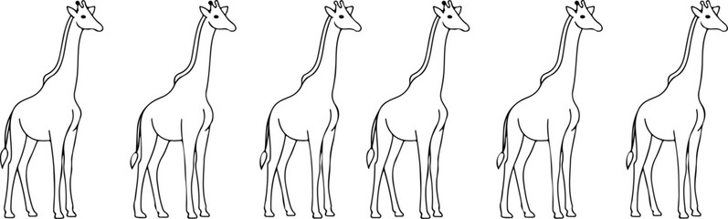 Giraffe Bundle line art silhouette illustration