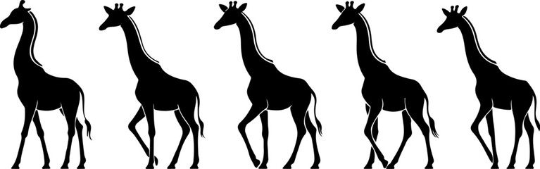 Giraffe Bundle line art silhouette illustration