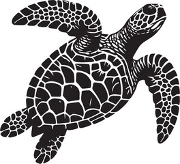 Turtle in silhouette style vector art N