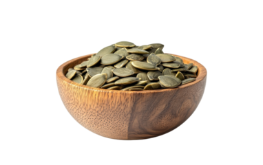 Bowl of seeds is sitting on a white background