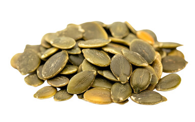 Pile of black seeds on a white background