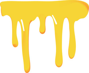 Illustration of yellow honey flowing in smooth curved streams with a gradient from orange to bright yellow.