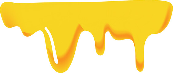 Illustration of yellow honey flowing in smooth curved streams with a gradient from orange to bright yellow.