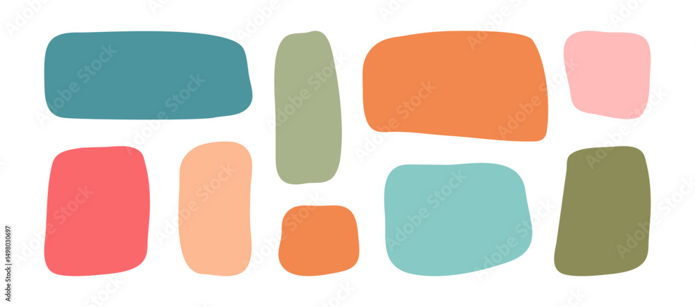Fototapete irregular shape box, square and rectangle, organic border, cute deform frame. child geometric doodle