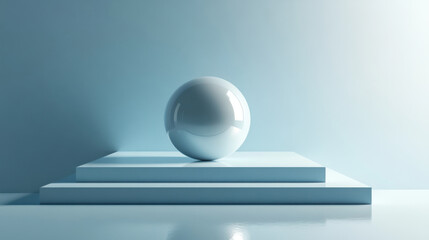 Minimalist blue sphere on a two tiered platform