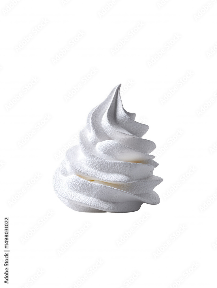 Poster a creamy white swirl of soft serve vanilla ice cream is displayed against a bright white background 
