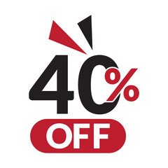 40% OFF Sale Discount Banner vector logo icon.