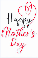 Mother's Day greeting card design showcases beautiful lettering and a heart symbol, expressing love and gratitude for mothers, perfect for celebrations and special moments