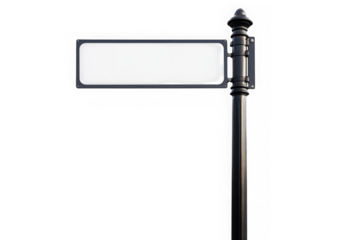 Blank street sign on black background isolated