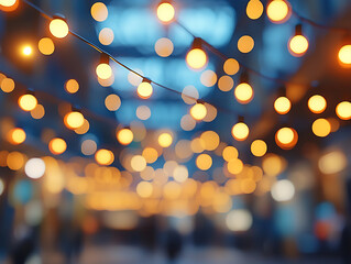 Warm Glowing String Lights in a Blurred Background