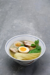 Shio ramen is a type of Japanese popular ramen that is characterized by its salt-based soup.