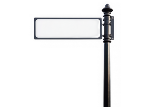Blank street sign on black background isolated - Powered by Adobe
