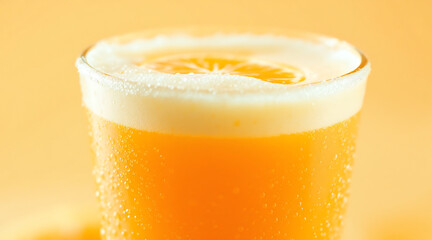 Refreshing glass of orange juice with a slice of orange on top