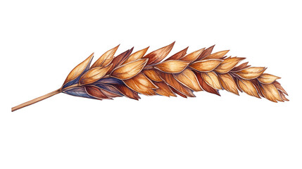 Elegant wheat stalk watercolor illustration with PNG transparent background