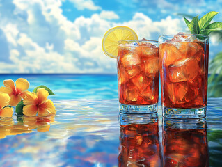 Refreshing Hawaii Mai Tai Cocktails with Stunning Ocean View