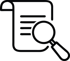  simple line icon of a magnifying glass over a doc.eps