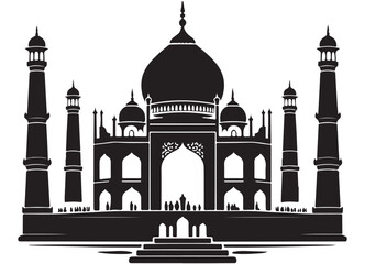 Stunning Silhouette Illustration of the Taj Mahal Landmark