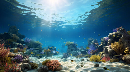 Naklejka premium coral reef and fish