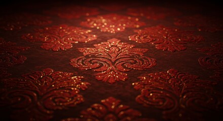 Red Damask Pattern Background