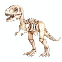 Cute Cartoon Tyrannosaurus Rex Skeleton Illustration