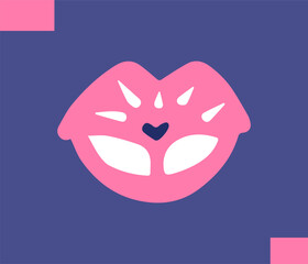 Groovy retro lips illustration.