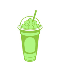 Matcha bubble green tea cup.