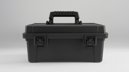Isolated 3D render of plastic toolbox with handle and latches studio lighting on white background