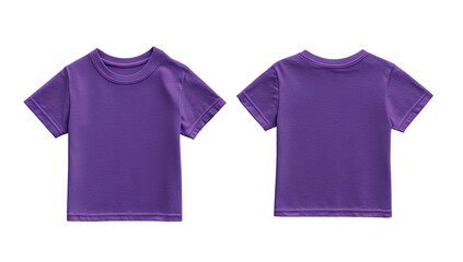 A purple short-sleeved t-shirt shown from the front and back, showcasing a plain design ideal for printing or customization.  The shirt appears to be made of a soft, possibly cotton material