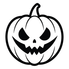 Black and white jack o lantern illustration perfect for halloween decorations and holiday projects