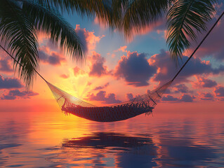 Dreamy Beachside Escape with Hammock, Ocean Breeze, and Sunset