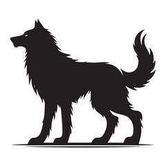 Powerful Wolf Silhouette Standing Guard Vector Animal Illustration