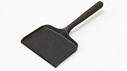 Isolated 3D render of plastic dustpan with rubber edge and ergonomic grip top down view on white background