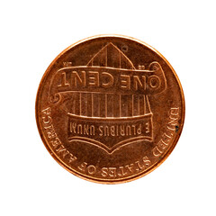 Shiny 2016 isolated US copper penny one cent