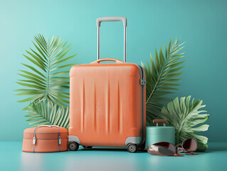 Vacation Packing Concept with Travel Suitcase and Accessories