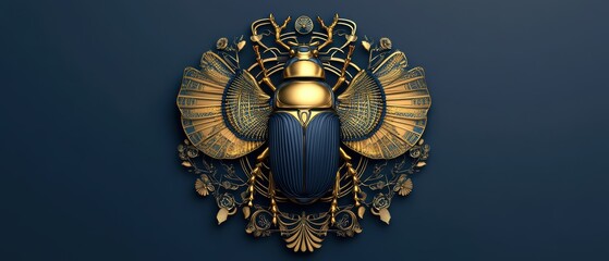 Ornate beetle with golden wings
