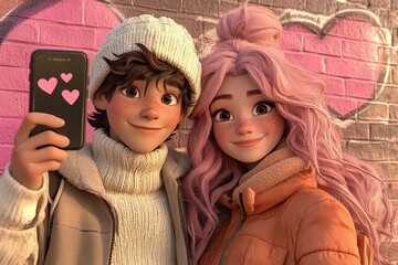 Couple taking selfie