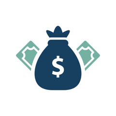 A money bag symbolizes financial rewards, prosperity, and abundance, decorated with dollar signs and banknotes, emphasizing wealth, success, and the importance of financial literacy and investment