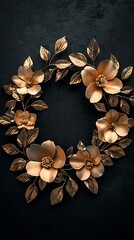 Royal golden flower wreath elegant composition high resolution picture
