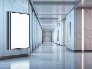 Modern Minimalist Hallway with Marble Walls
