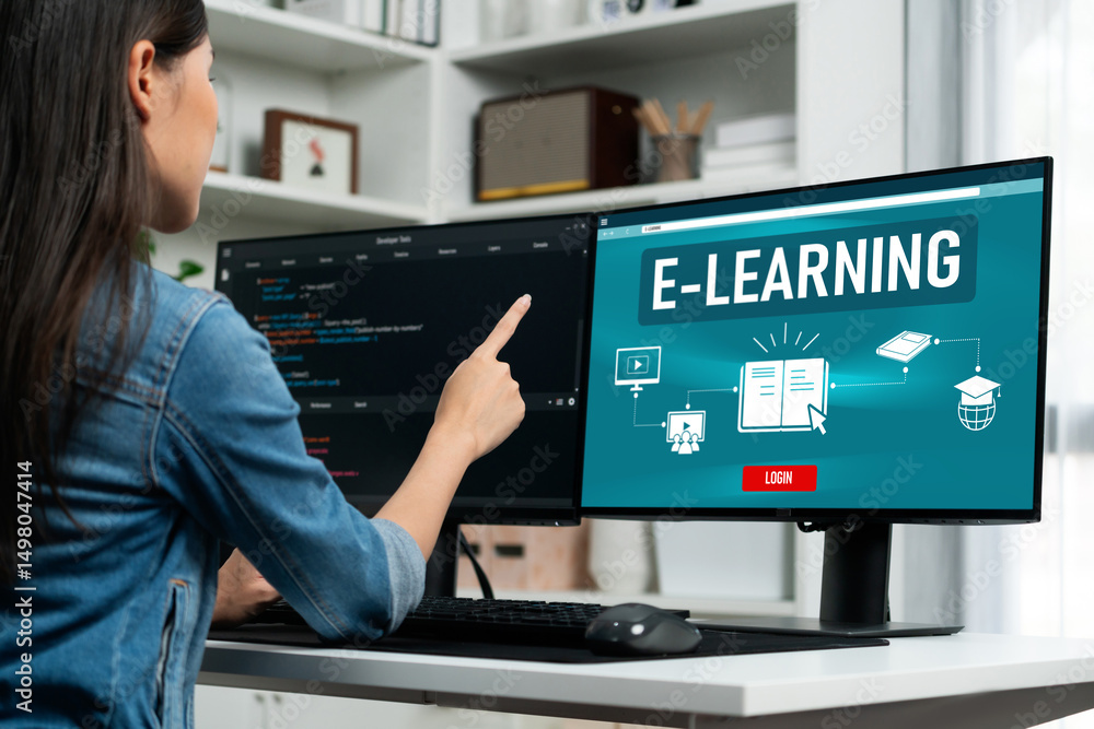 Poster e-learning website with brisk sofware for student to study online on the internet network