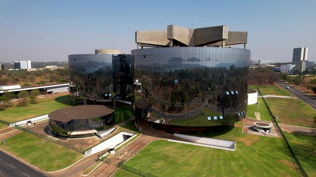 Public Prosecutor Office In Brasilia Federal District Brazil. Birds Eye View Of Stunning Cityscape With Streets And Buildings. Industrial Landscape High Rise Building Busy.