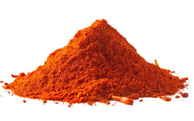 Pile of red pepper flakes on a white background