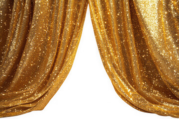 Sparkling gold glitter curtains on black background