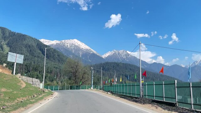Pahalgam Bisaran India, Empty Roads, Stalled Business, Fresh Waters and beautiful Village , no tourists walks in this beauty landscape.