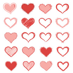 Red Heart Icon on white background. Set of love symbol for web site logo, mobile app UI design. Vector illustration flat style