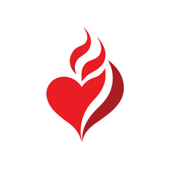 Red Heart Flame Logo Symbolizing Passion and Romance