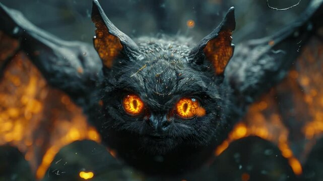 scary bat hellowen with glowing eyes at night