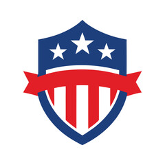 USA Flag Shield Design with Patriotic Style Label