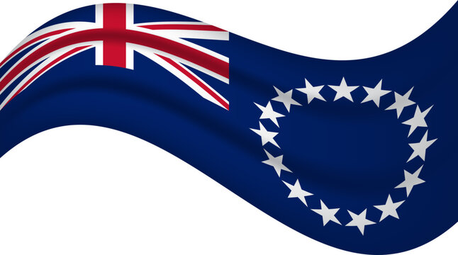The Cook Islands wavy flag, waving flag vector illustration