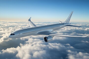 Obraz premium Airplane flying in the cloudy sky